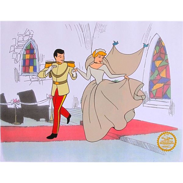 Disney CINDERELLA & PRINCE Sericel Serigraph Cel Animation Art