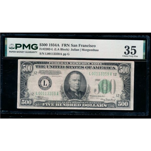 1934A $500 San Francisco FRN PMG 35