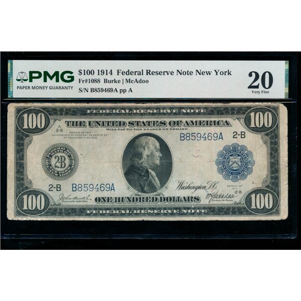 1914 $100 New York FRN PMG 20
