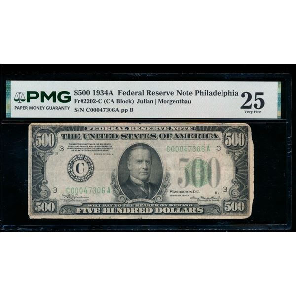 1934A $500 Philadelphia FRN PMG 25