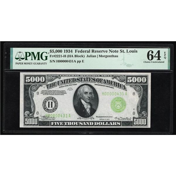1934 $5000 St Louis FRN PMG 64EPQ