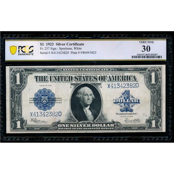 1923 $1 Silver Certificate PCGS 30