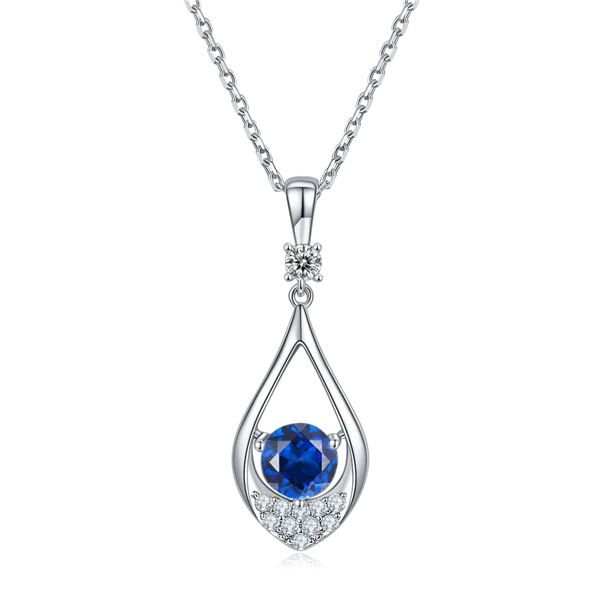 Dazzling Blue Sapphire Lab Created Pendant