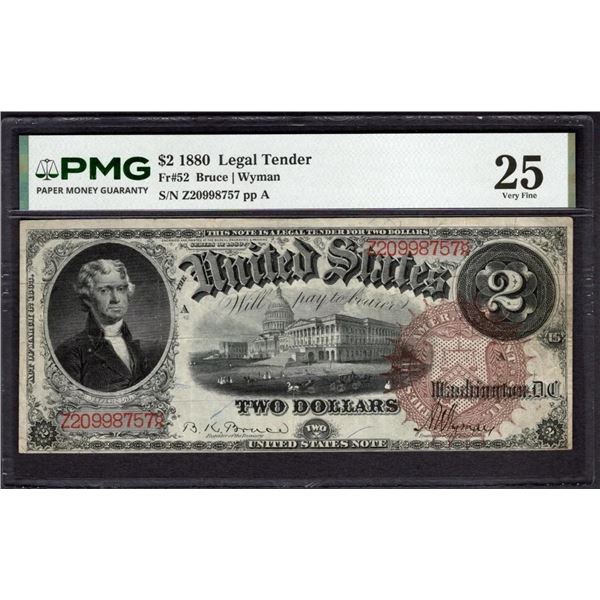 1880 $2 Legal Tender Note PMG 25