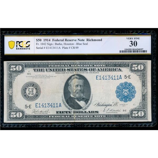 1914 $50 Richmond FRN PCGS 30