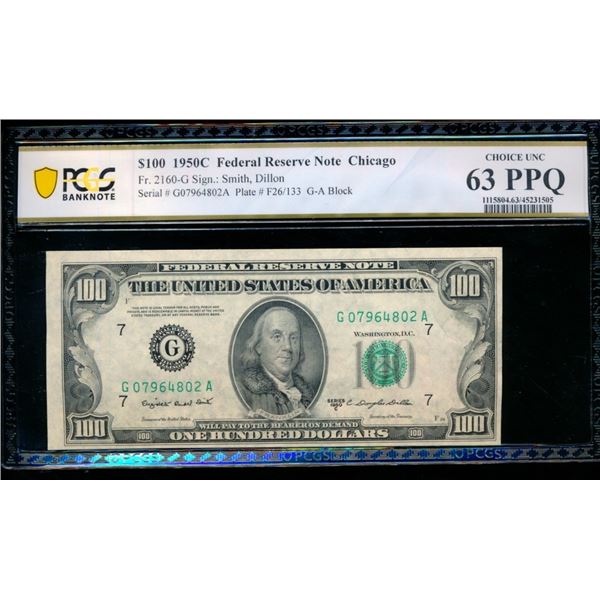1950C $100 Chicago FRN PCGS 63PPQ