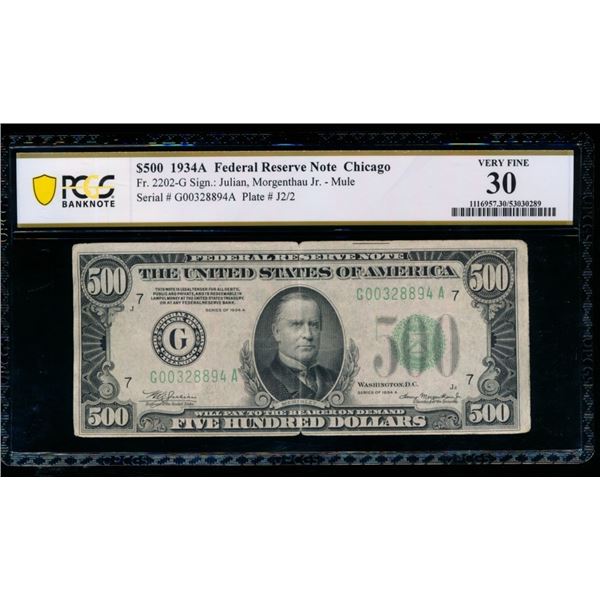 1934A $500 Chicago FRN PCGS 30