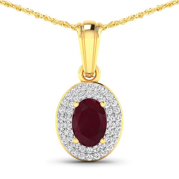 14KT Yellow Gold 0.85ctw Ruby and Diamond Pendant