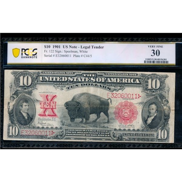 1901 $10 Bison Legal Tender Note PCGS 30