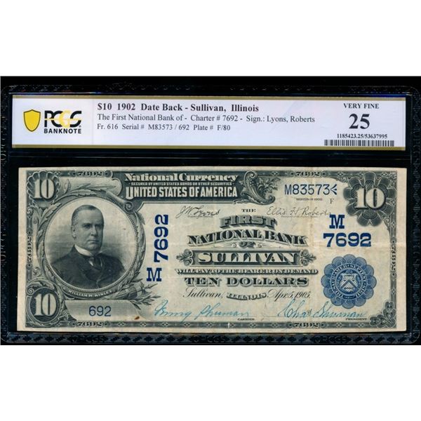 1902 $10 Sullivan IL National PCGS 25