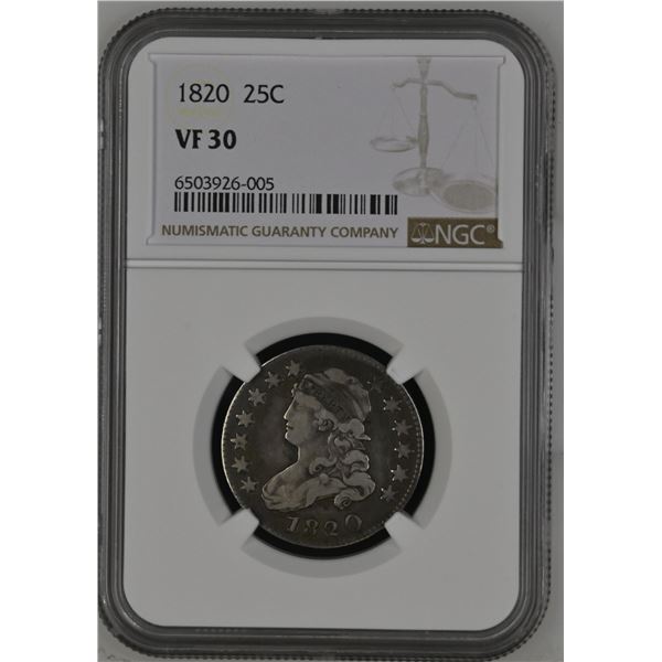 1820 Capped Bust Large Size Quarter NGC VF30