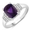 Image 1 : Plated Rhodium 1.45ct Amethyst and Lab Diamond Ring
