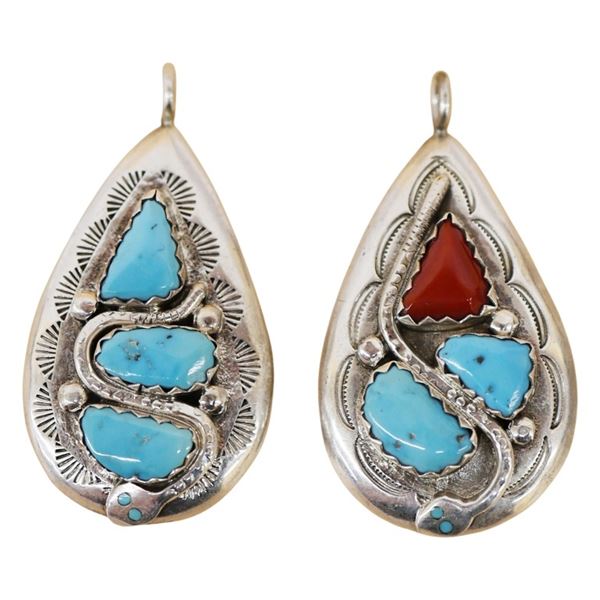 Effie C. R & JC Zuni Sterling Turquoise Pendants