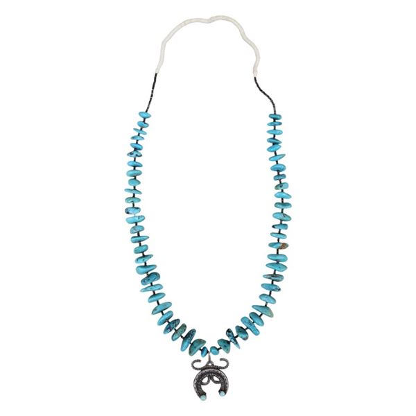 Native American Silver & Turquoise Naja Necklace