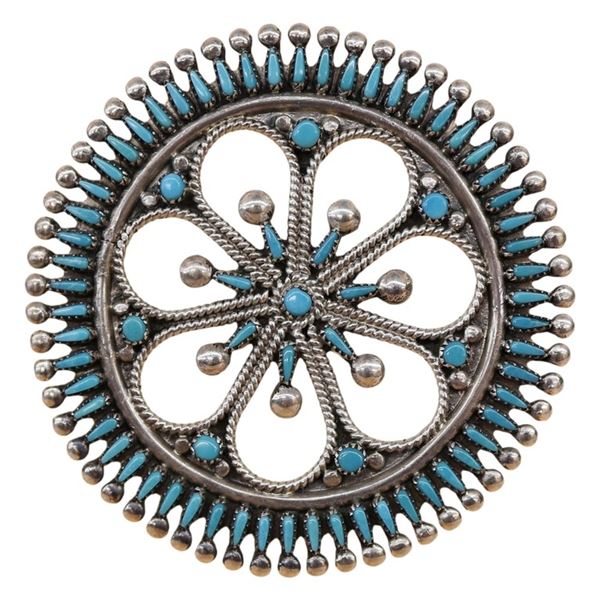 V.S. Johnson Zuni Sterling Turquoise Pin Pendant