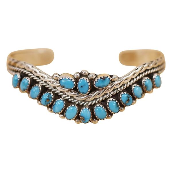 Nancy Haloo Zuni Sterling Turquoise Cuff