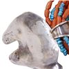 Image 3 : Navajo Coral Turquoise Sterling Bear Necklace