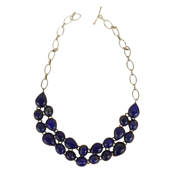 Sterling Silver Lapis Lazuli Choker Bib Necklace