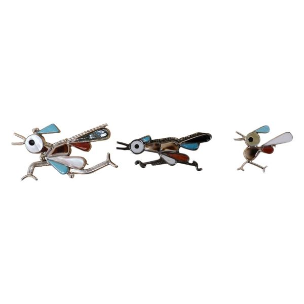 Zuni Inlaid Roadrunner Pin Pendant Lot