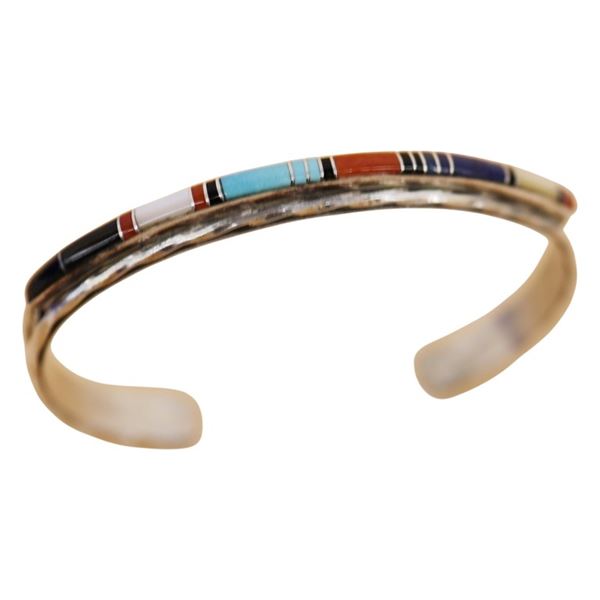 L. Bowannie Shewe Zuni Sterling Inlay Bracelet