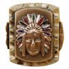 Image 1 : Mid Century Mexican Biker Indian Chief Ring 11 3/4