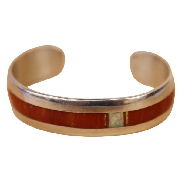 Veronica Benally Sterling Spiny Oyster Opal Cuff