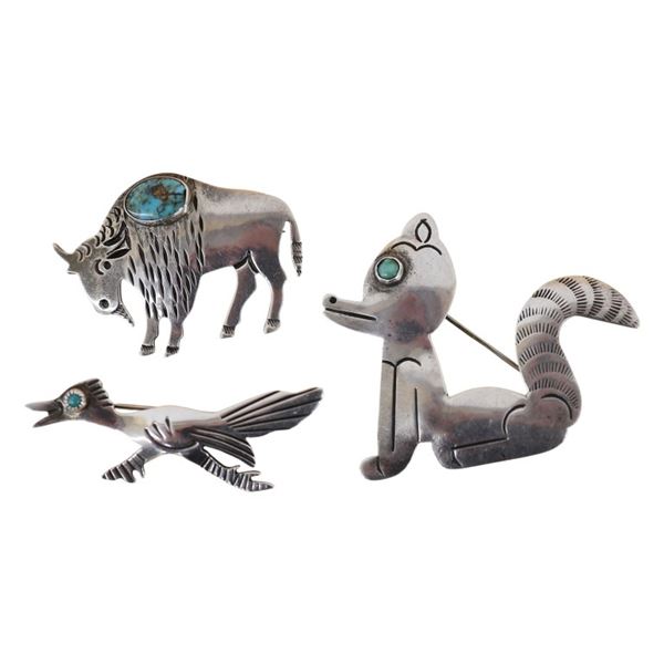 Native American Sterling Figural Brooch Lot