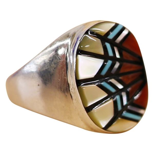 Angelena Laahtty Zuni Sterling Multi Inlay Ring 12