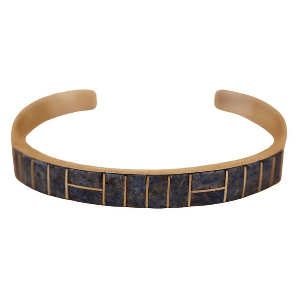 Signed RVN Zuni Sterling Inlaid Lapis Cuff