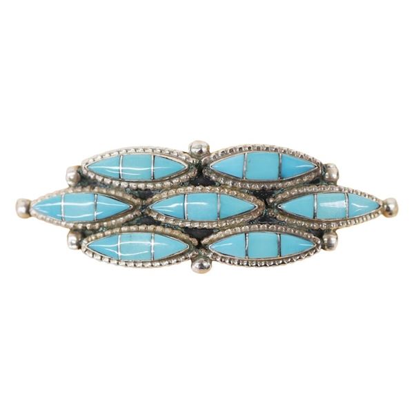 Leola Nastacio Zuni Sterling Turquoise Pin Pendant