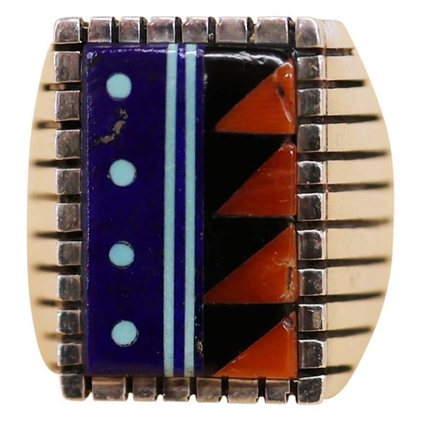 Veronica Benally Navajo Sterling Inlaid Ring - 9