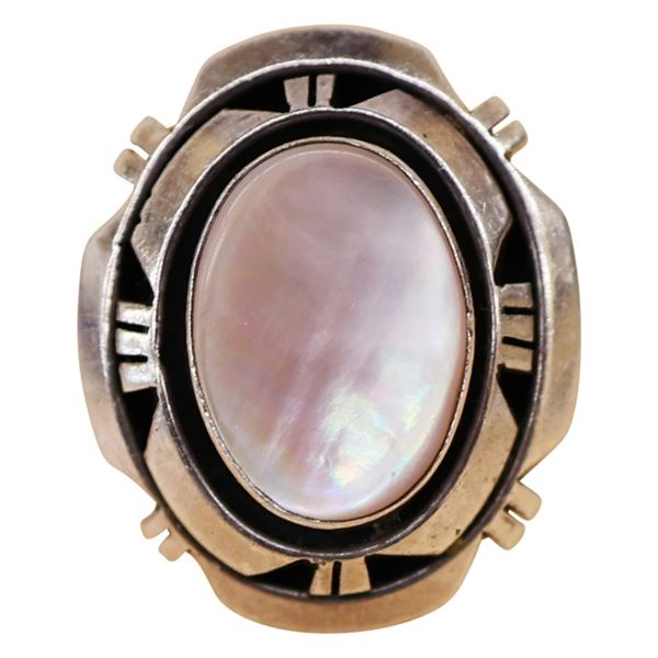 Norbert Becenti Navajo Sterling Abalone Ring 7 1/4