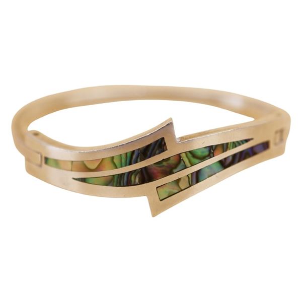 Signed Taxco Sterling Inlaid Abalone Bangle TC-32