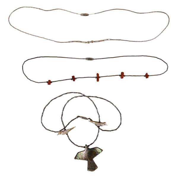 Native American Fetish, Coral, MOP Necklace Lot