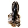 Image 1 : Lawrence Baca Southwestern Sterling Onyx Leaf Ring