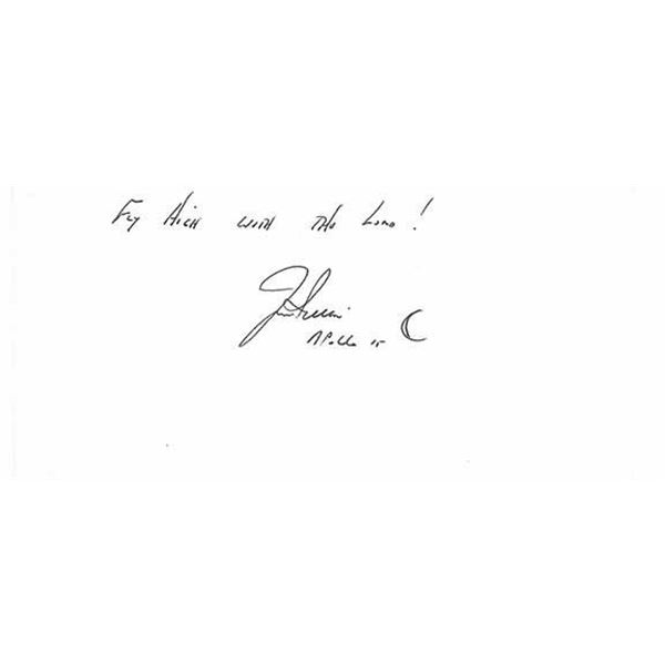 Astronaut Jim Irwin signed note card