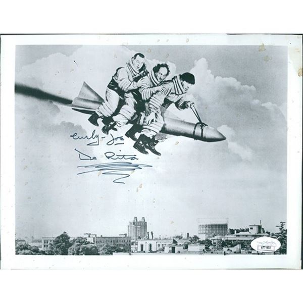 The Three Stooges In Orbit Joe DeRita Curly Signed 8x10 Glossy Photo Dirt Marks