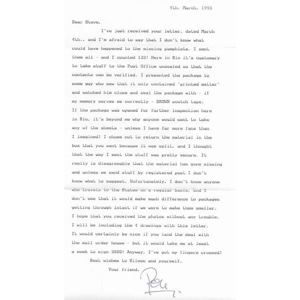Great Train Robber of 1963 Ronnie Biggs Typed Letter