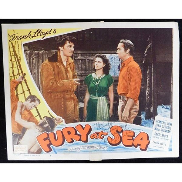 Fury at Sea  Carol Bruce signed lobby card. JSA Authenticated
