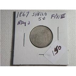1867 SHIELD NICKEL