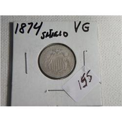 1874 SHIELD NICKEL
