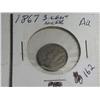 Image 1 : 1867 3 CENT NICKEL