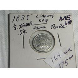 1835 HALF DIME