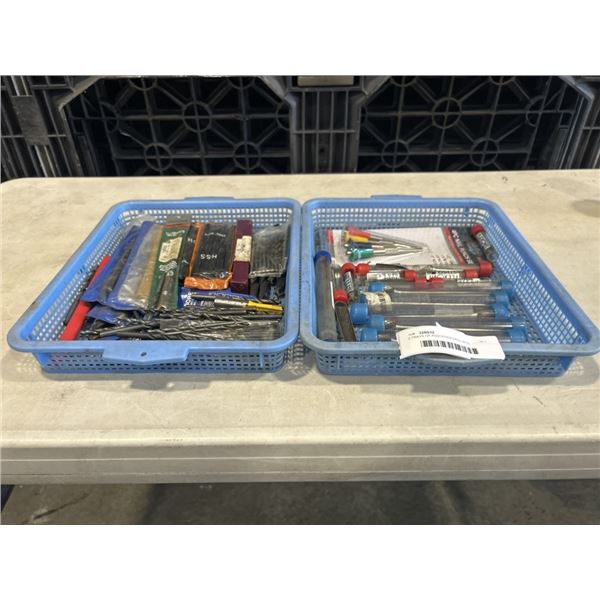 2 TRAYS OF ASSORTED DRILL BITS, SHAPING BITS AND MORE