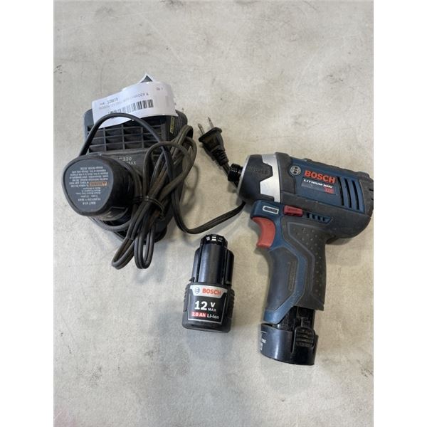 BOSCH 12V DRILL WITH CHARGER & BATTERIES. WORKING