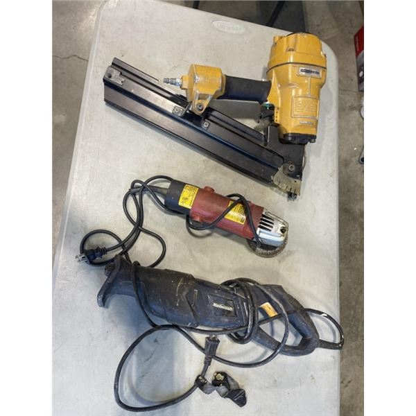 STANLEY BOSTIC NAILER, MASTERCRAFT SAWZALL, AND DISC GRINDER