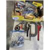 Image 1 : LOT OF HAND TOOLS INCLUDING VICE GRIPS, TAPE MEASURERS, PIPE CUTTERS