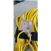 Image 2 : APPROX 100 FOOT HEAVY DUTY LIGHTED YELLOW 3 OUTLET EXTENSION CORD. 12AWG/3C