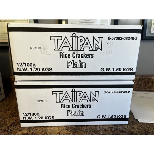 2 CASES OF TAIPAN PLAIN RICE CRACKERS BEST BEFORE SEPT 24/26 12 PACKS PER CASE