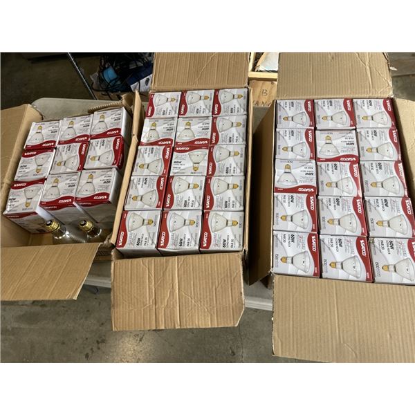 3 BOXES OF NEW SATCO HALOGEN LIGHT BULBS